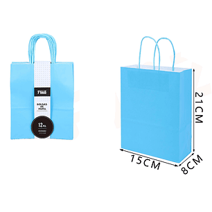 Bolsas de Papel Celeste 15*21*8cm