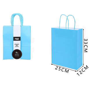 Bolsas de Papel Celeste 26*33*12cm