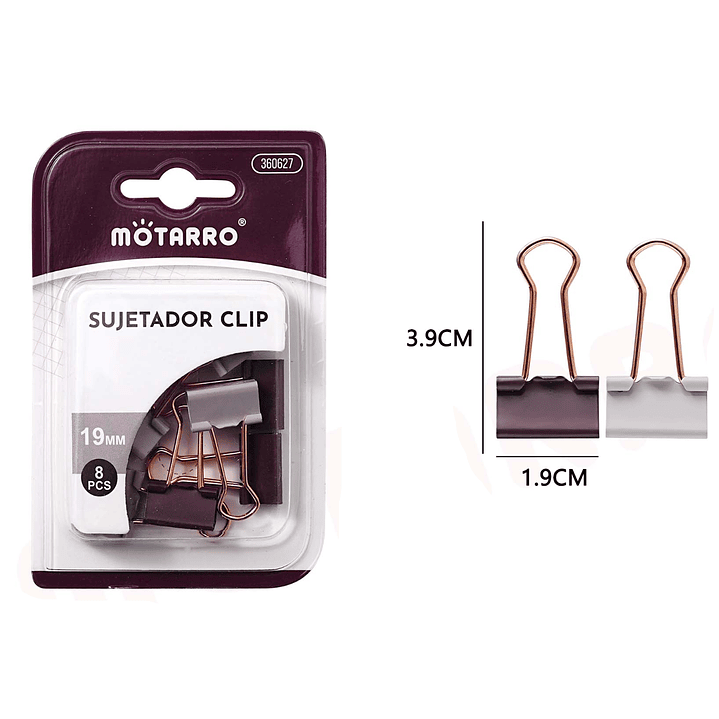 Apretadores Doble Clip 2colores 8pcs 19mm 1