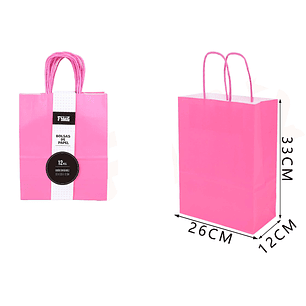 Bolsas de Papel Rosado Oscuro 26*33*12cm
