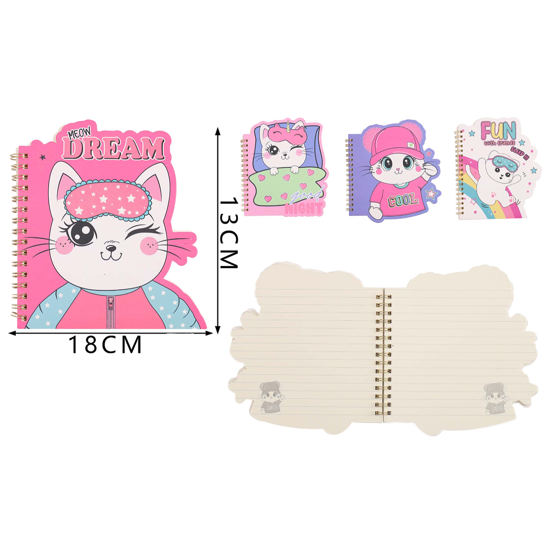 Libreta gatitos con Forma 60Hojas 13*18cm B6 12.5X17.6cm 1