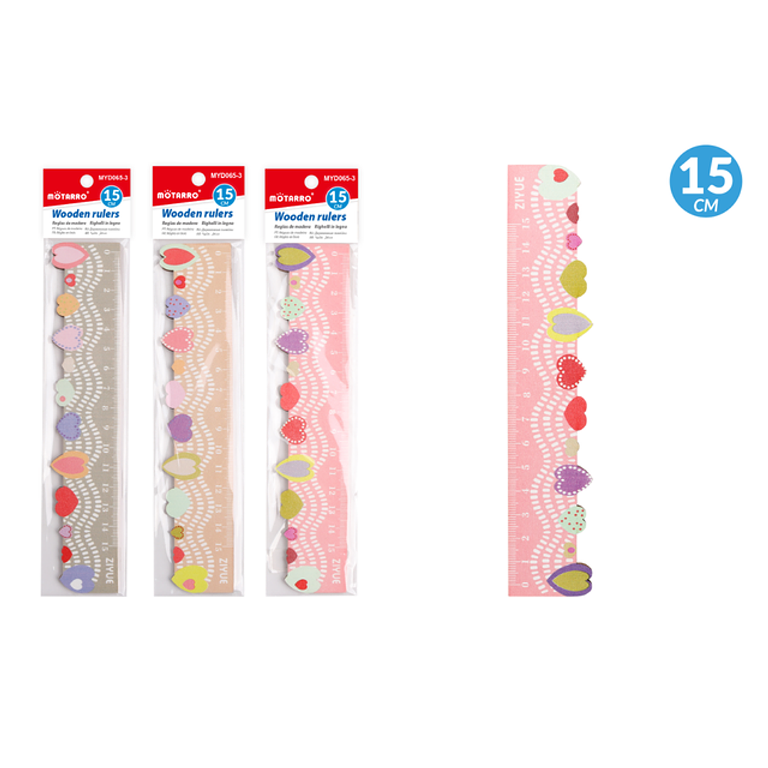 Regla De Madera Corazon 15Cm 1