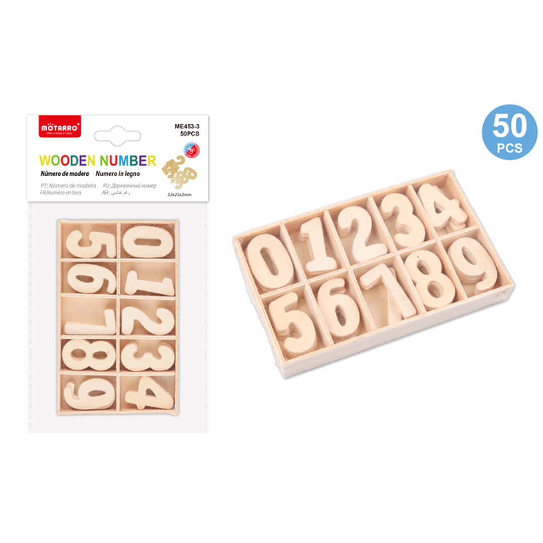 Números de Madera 32mm 50pcs 1
