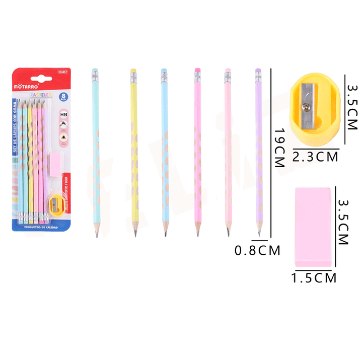 Set de Escolar pastel puntos 8pcs 1