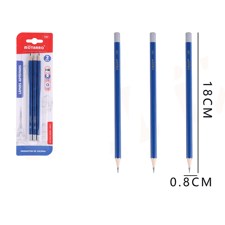 Lápices grafito HB 18cm 3pcs 1