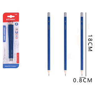 Lápices grafito 2B 18cm 3pcs