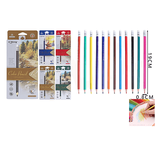 Lápices de colores con goma 19cm 12pcs