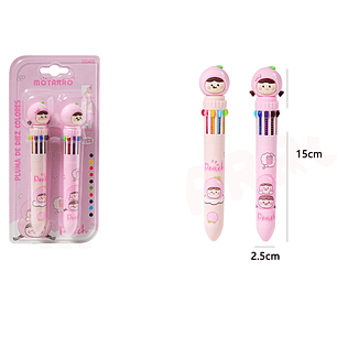 Bolígrafo 10Colores Durazno 2pcs