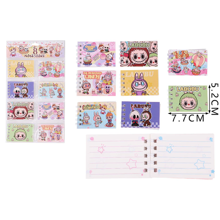 Mini Libreta Labubu 5.2cm 8pcs 1
