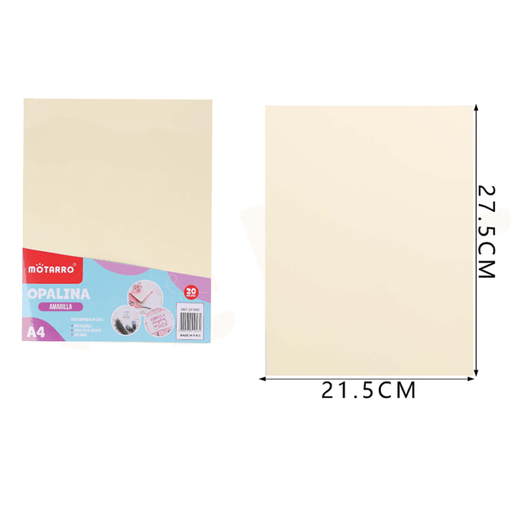Papel Opalina Amarillo A4 20pcs 1