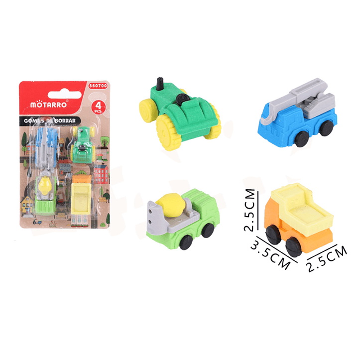 Goma de Borrar Vehículos 4pcs 1
