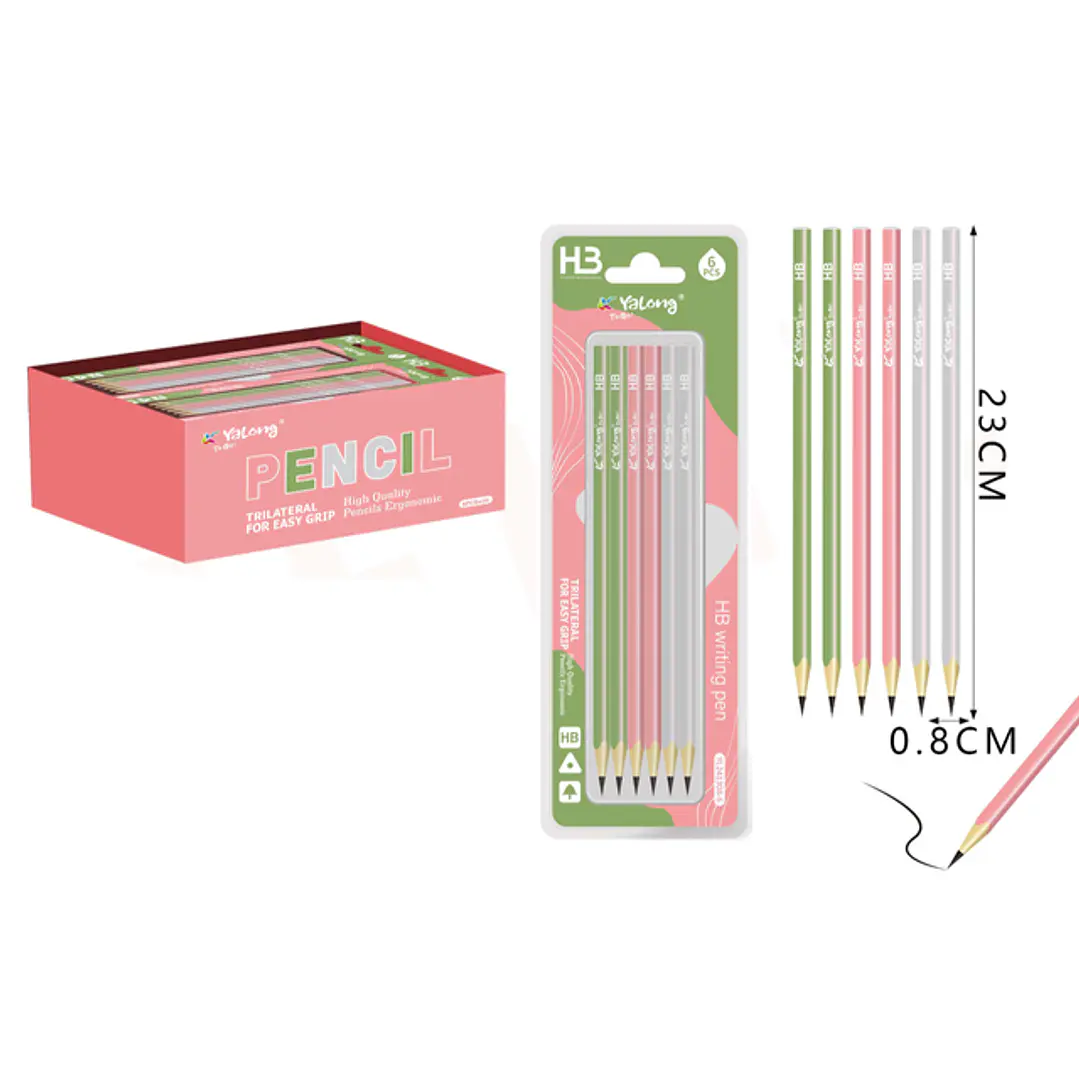 Lápices grafito triangular 6pcs HB 1