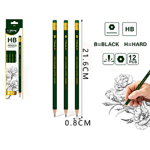 Lápices grafito con goma 12pcs HB