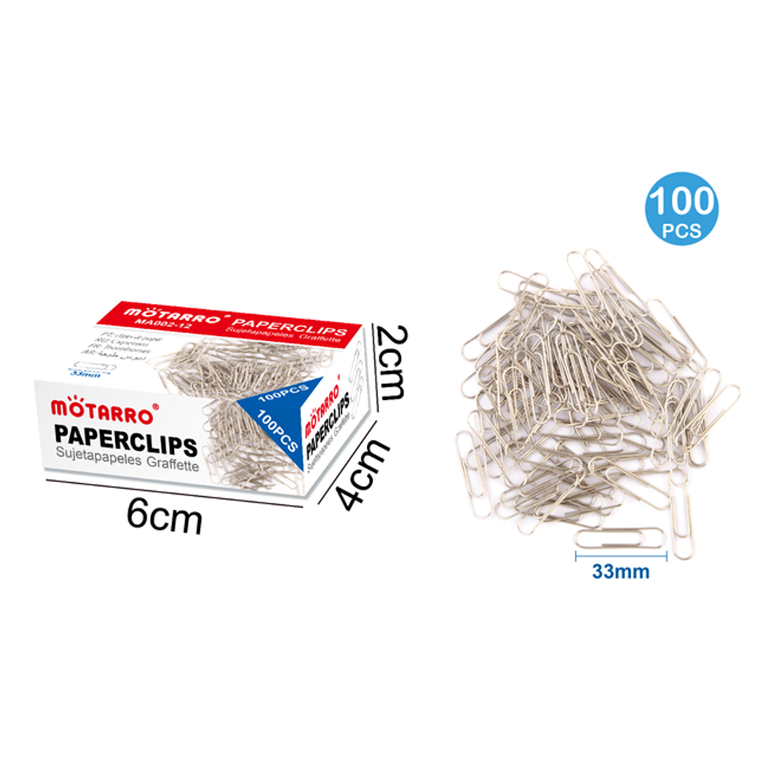 Clips plateado 100pcs 33mm 1