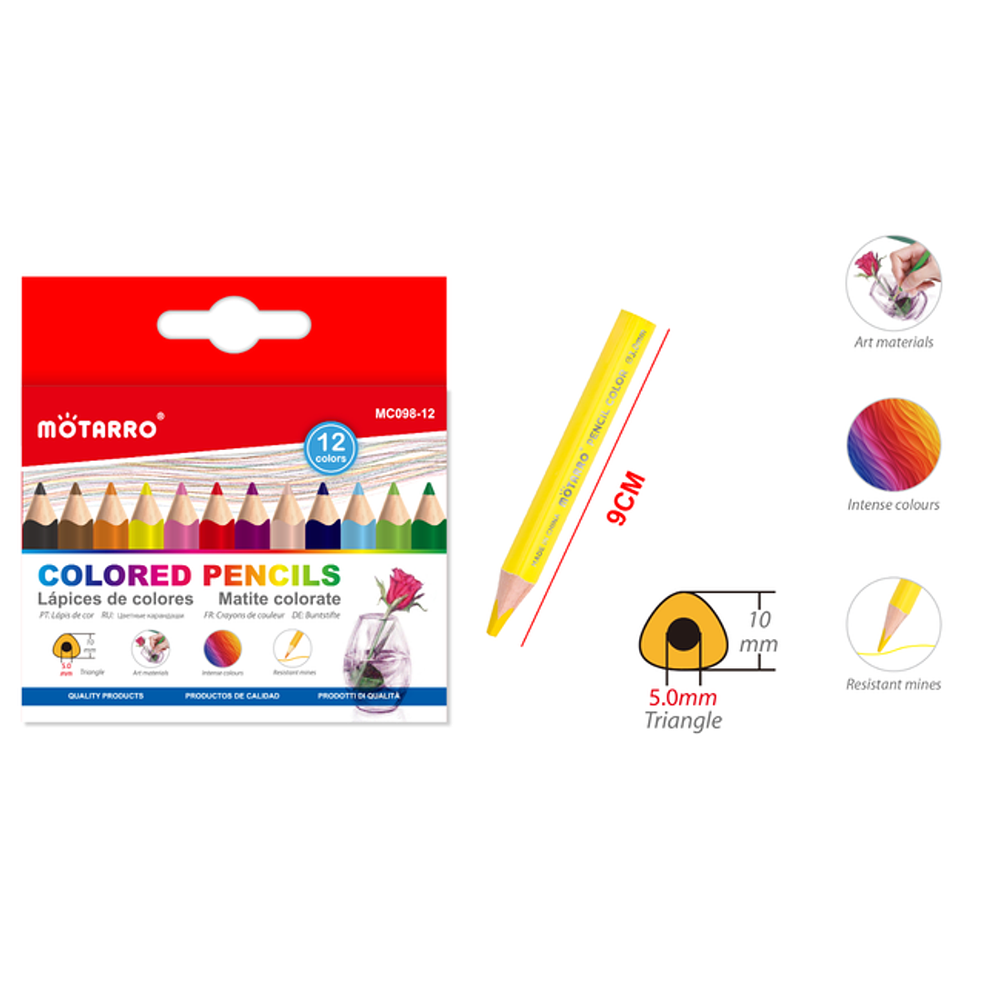 Lapices De Colores Jumbo 9Cm 12Pcs 1