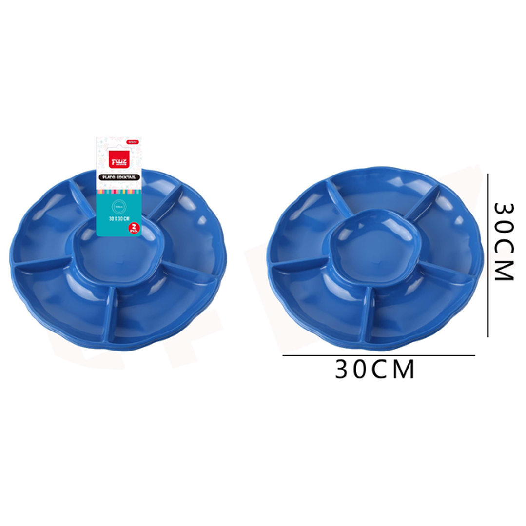 Bandejas Plástica Circular 6 divisiones Azul 2pcs 1