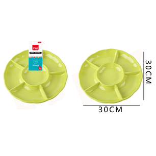 Bandejas Plástica Circular 6 divisiones Verde 2pcs