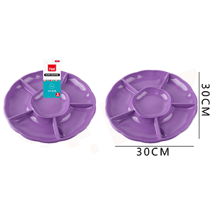 Bandejas Plástica Circular 6 divisiones Morado 2pcs