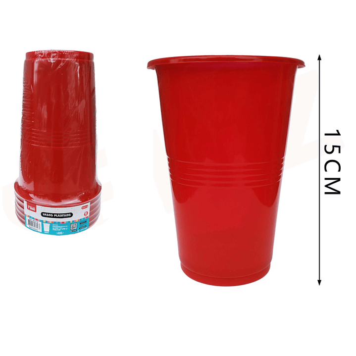 Vasos Plástico Rojo 1000ML 6pcs 1