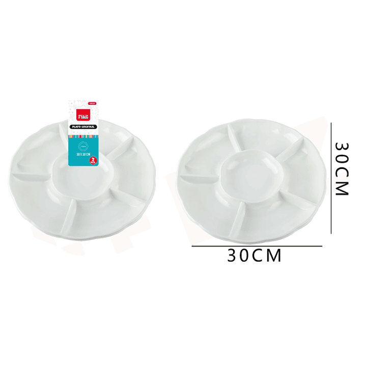 Bandejas Plástica Circular 6 divisiones Blanco 2pcs 1