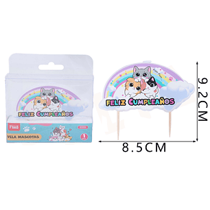 Vela de Cumpleaños gatitos 8.5*9.2cm