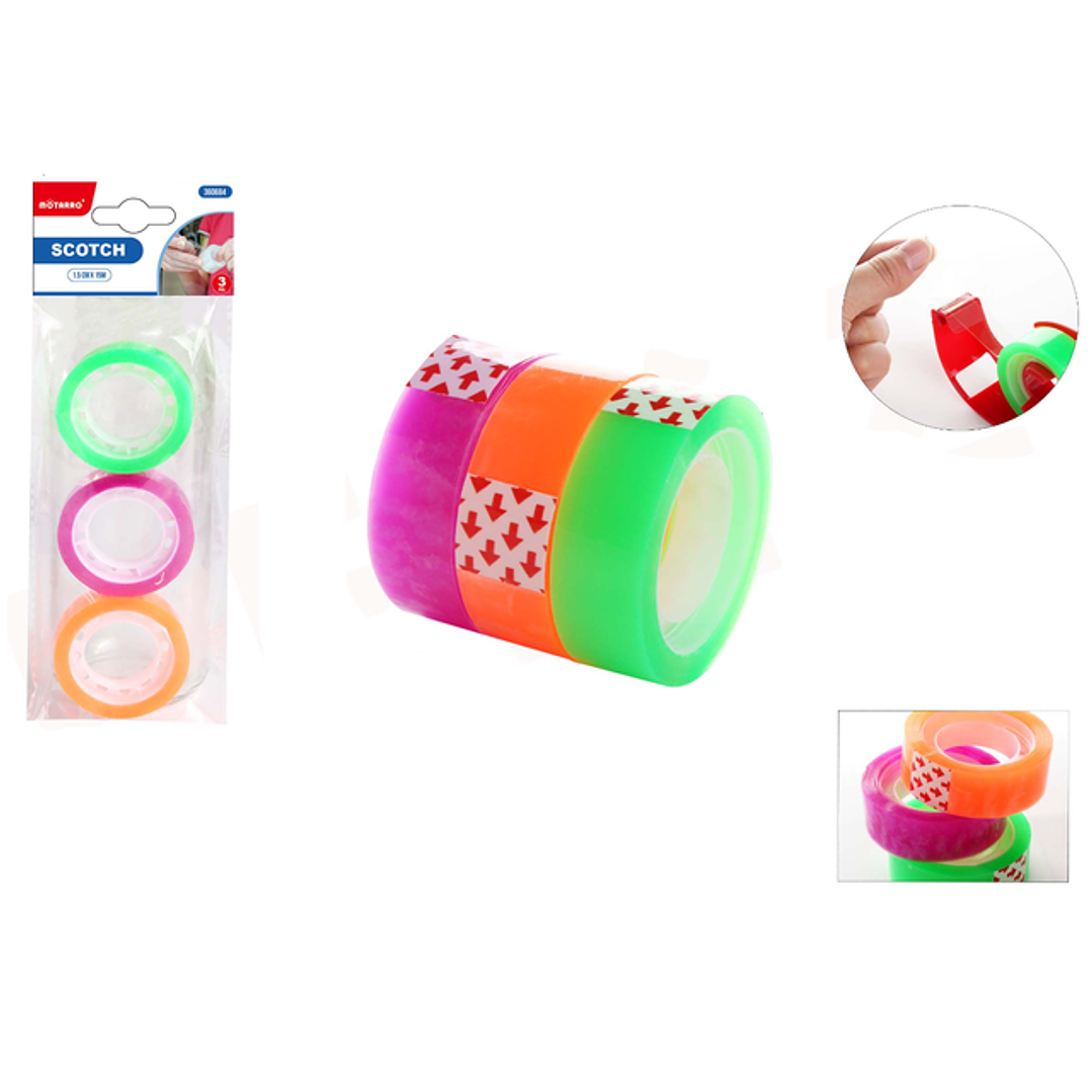 Cintas Adhesiva Colores Transparente 0.15*15M 3pcs 1