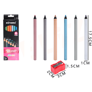 Lápices de Colores Metalizados Jumbo 6pcs