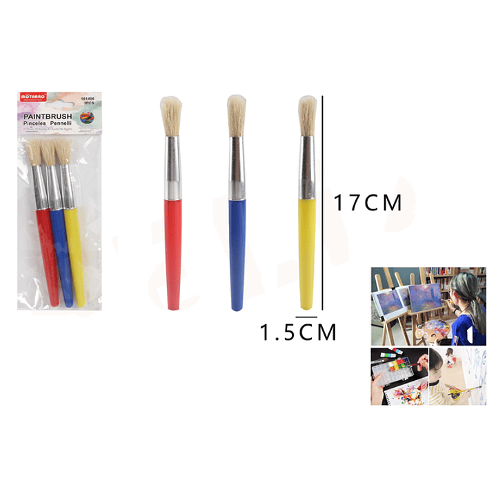 Pinceles escolares colores 3pcs 1