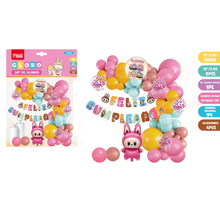 Globos Feliz Cumpleaños 58pcs 1
