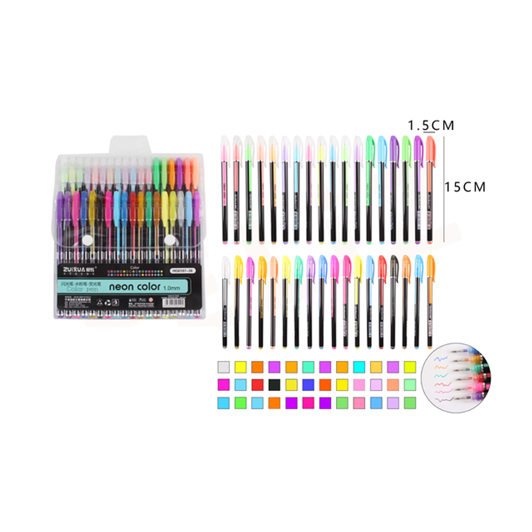 Lápiz Gel Flúor 36pcs 1