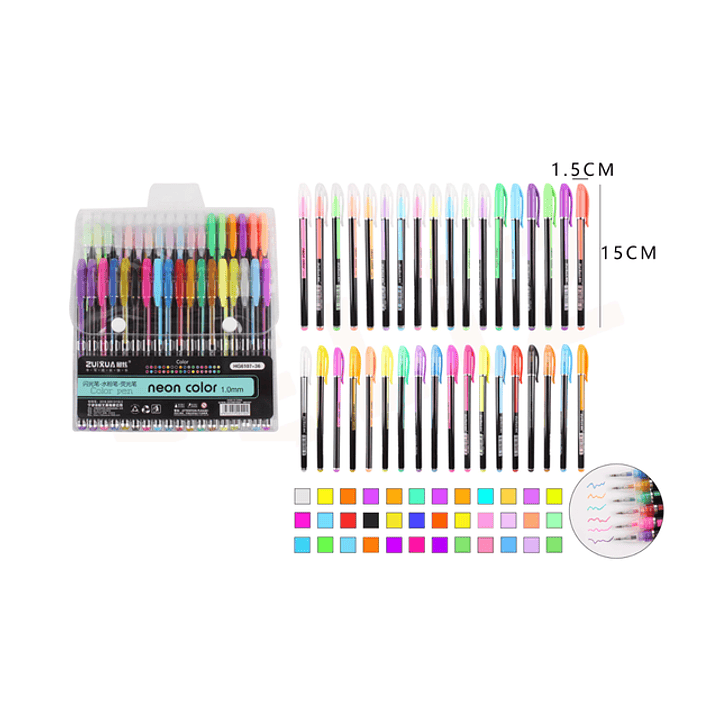 Lápiz Gel Flúor 36pcs 1