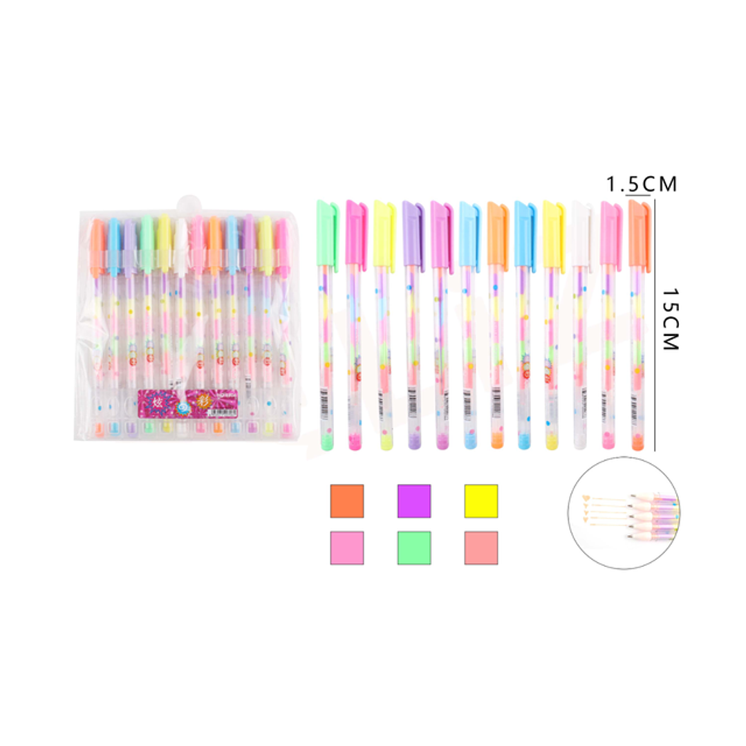 Lápiz Gel Multicolor 12pcs 1