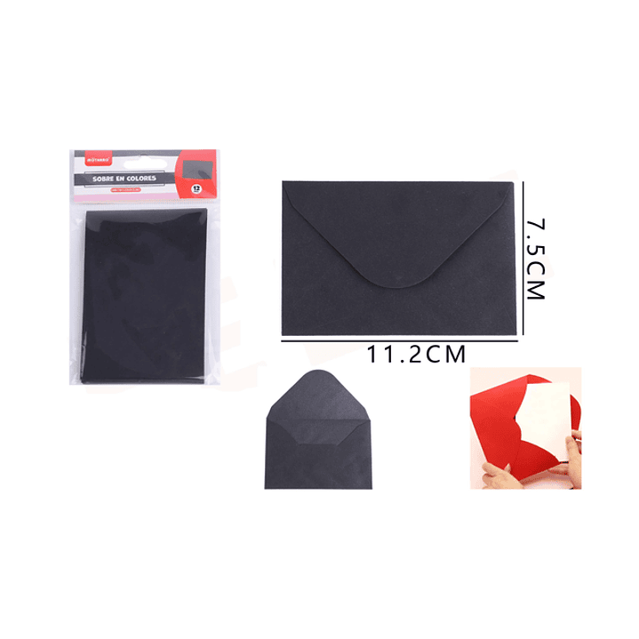 Sobres Negro 11275Cm 12Pcs 1 1