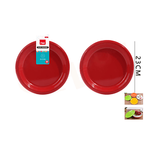 Platos Plástico Redondo Rojo 23cm 10pcs