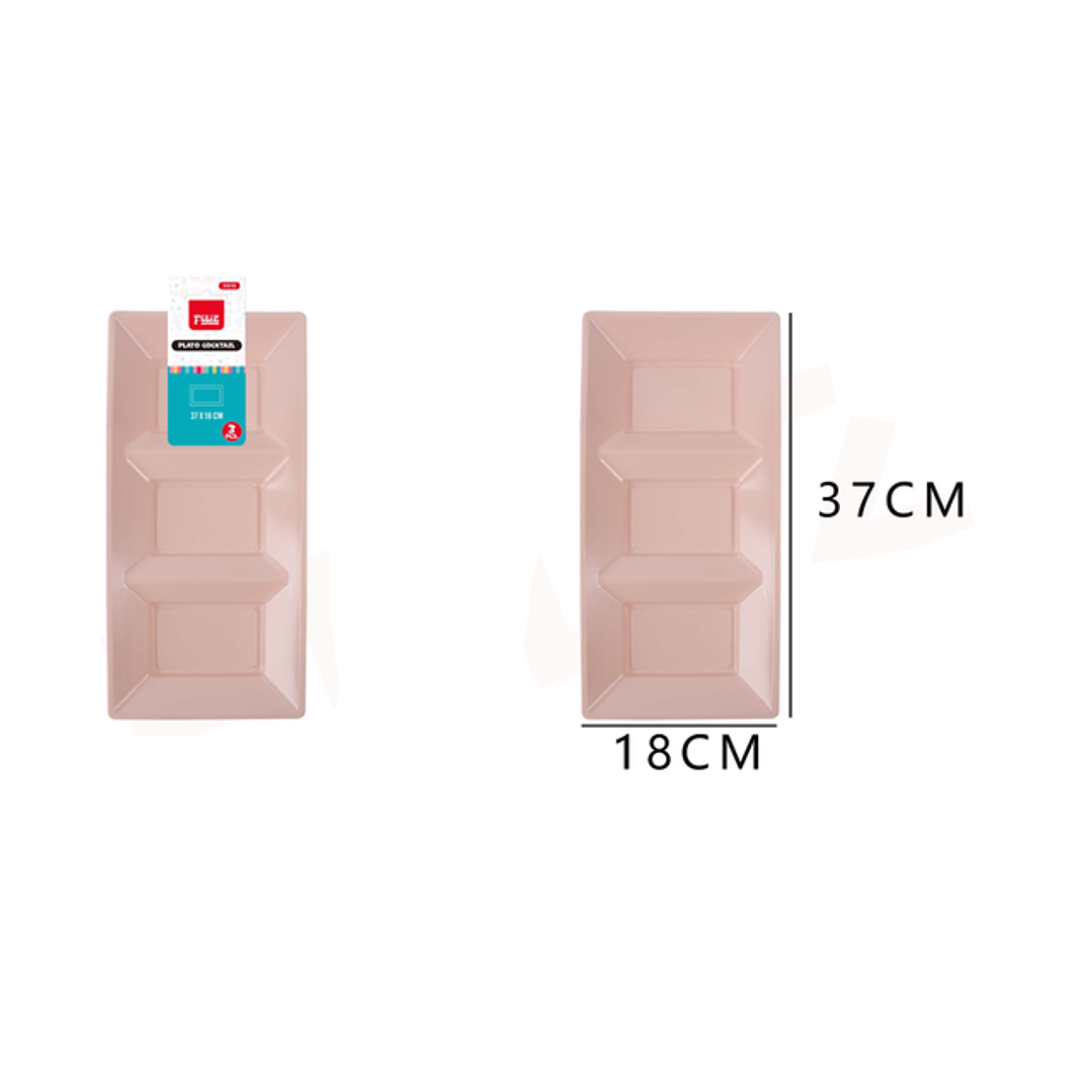 Bandejas Plástica Rectangulo 3 Divisiones Rosado 3pcs 1