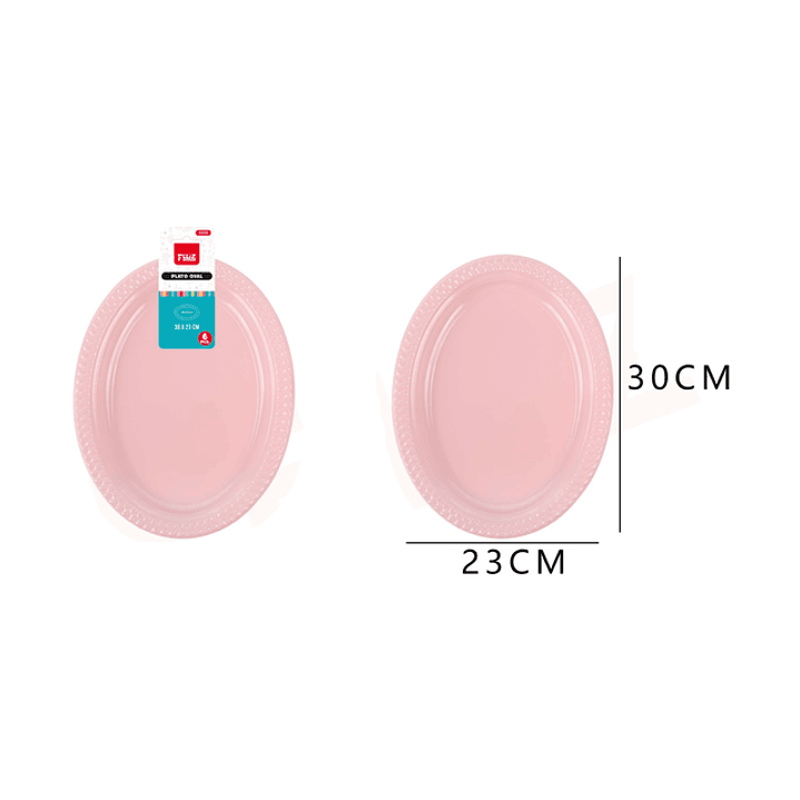 Platos Plástico Oval Rosado 30*23cm 6pcs 1