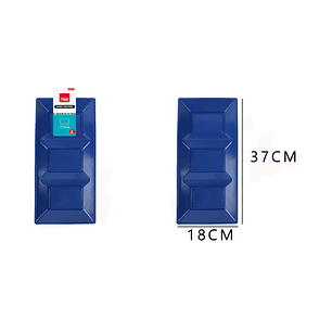 Bandejas Plástica Rectangulo 3 Divisiones Azul 3pcs
