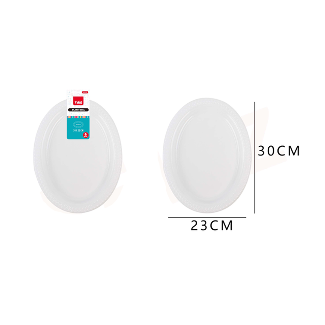 Platos Plástico Oval Blanco 30*23cm 6pcs 1