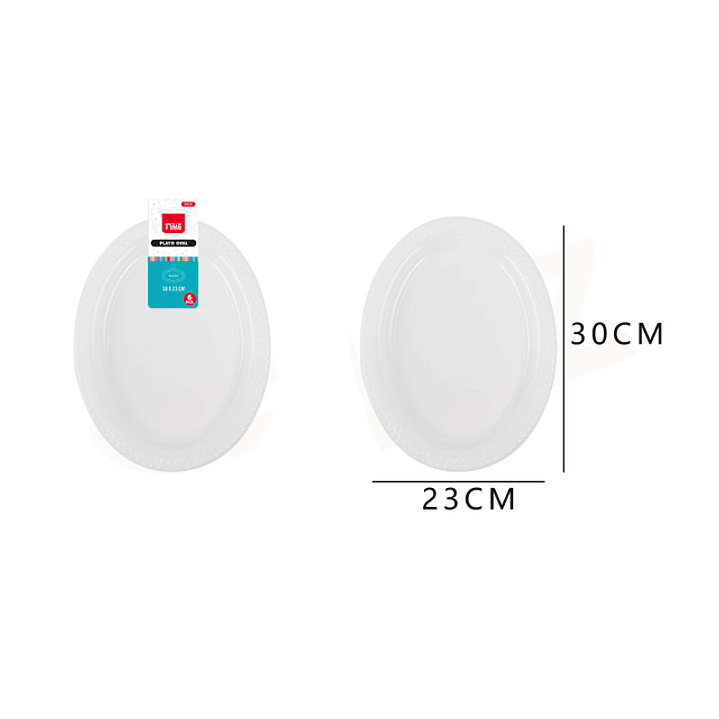 Platos Plástico Oval Blanco 30*23cm 6pcs 1