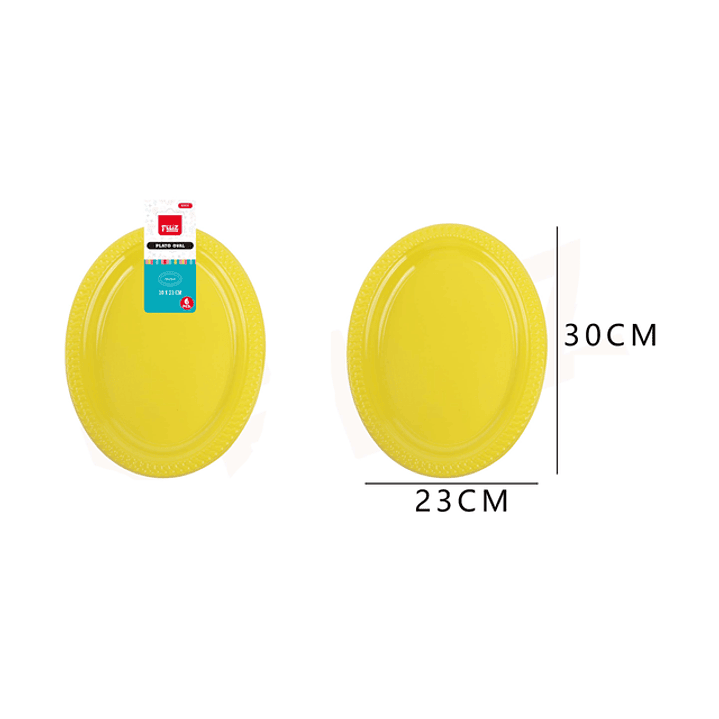 Platos Plástico Oval Amarillo 30*23cm 6pcs 1