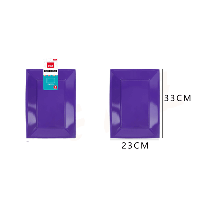 Platos Plástico Cuadrado Morado 33*23cm 3pcs 1