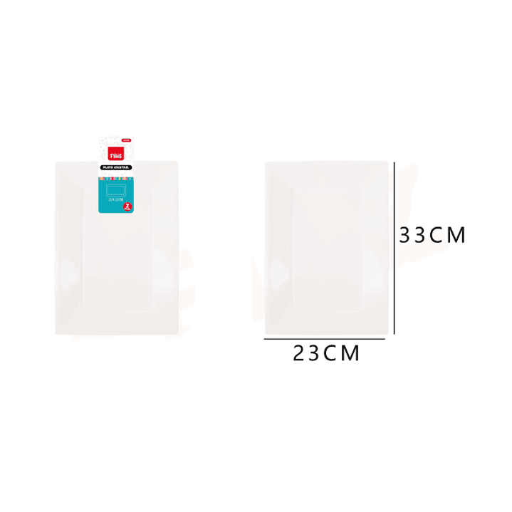 Platos Plástico Cuadrado Blanco 33*23cm 3pcs 1