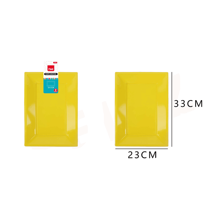 Platos Plástico Cuadrado Amarillo 33*23cm 3pcs 1