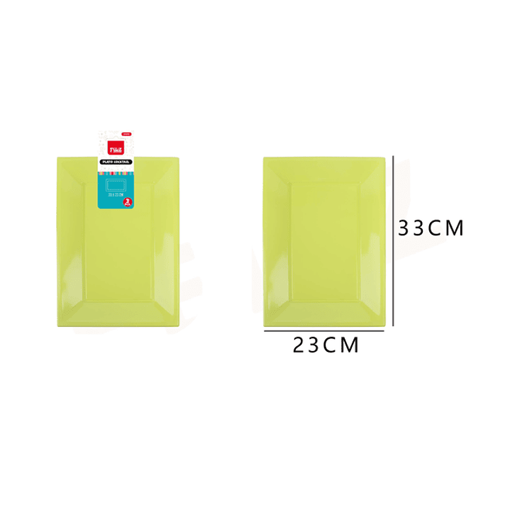 Platos Plástico Cuadrado Verde 33*23cm 3pcs 1