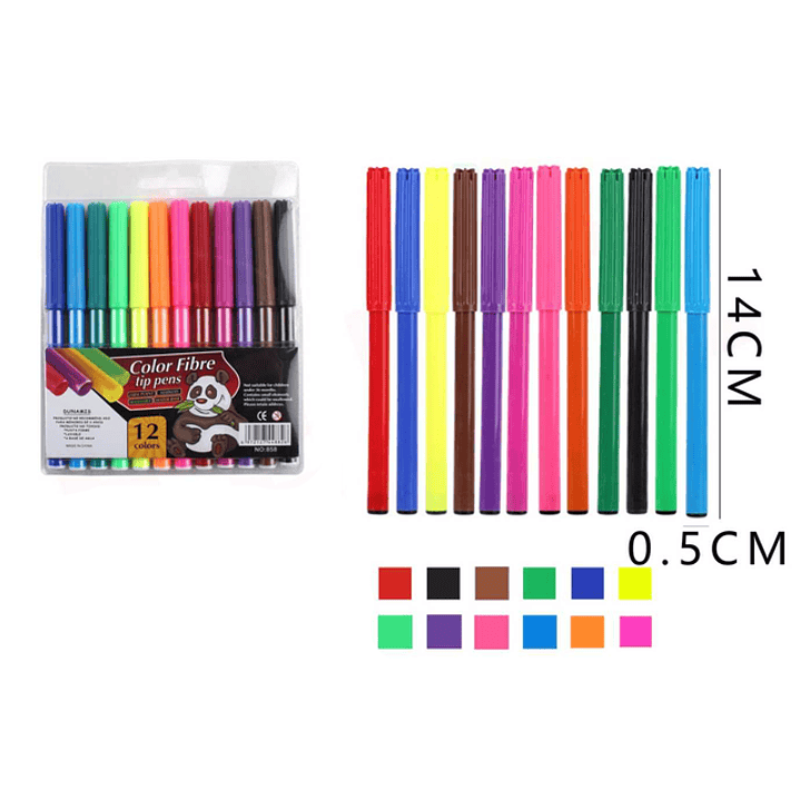 Set de Plumones de Colores 14*0.5cm 12pcs 1