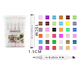 Set de Plumones de Colores Doblepunta 15x1.5cm 36pcs
