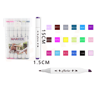 Set de Plumones de Colores Doblepunta 15x1.5cm 18pcs