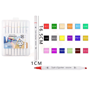 Plumones de Colores Doblepunta 16.5x1cm 18pcs