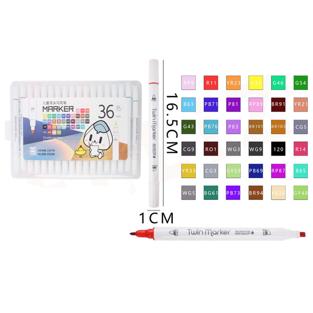 Plumones de Colores Doblepunta 16.5x1cm 36pcs 1