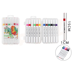 Plumones De Colores Doblepunta 15Cm 12Pcs